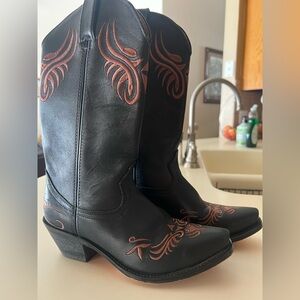 Santa Fe Boots, Black and Brown Embroidered Cowboy Boots. $300
